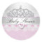 Pink Princess Tiara & Lace Baby Shower Stickers