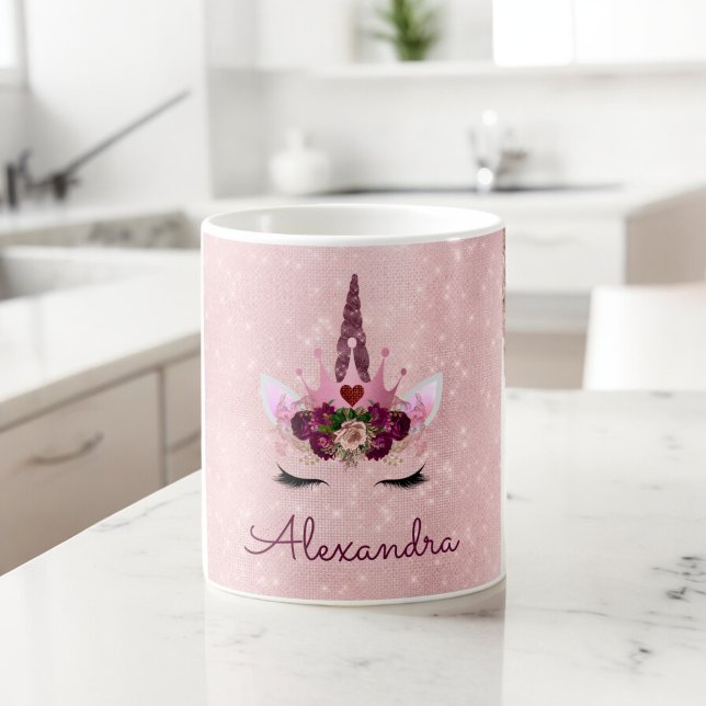 Pink Princess Unicorn Rose Gold Blush Pink Glitter Coffee Mug (Creator Uploaded)