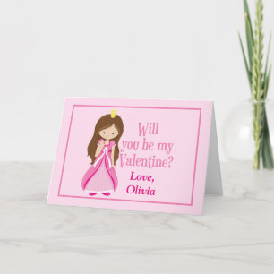 Pink Princess Valentine's Day Customisable Holiday Card