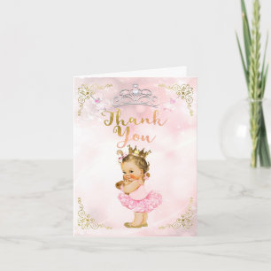 Pink Princess Vintage Baby Girl Light Thank You Card
