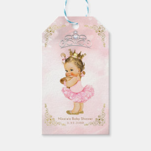 Pink Princess Vintage Baby Girl Shower Favour Gift Tags