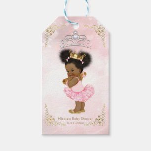Pink Princess Vintage Black Baby Girl Shower Favou Gift Tags