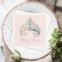 Pink Princess Watercolor Tiara Birthday