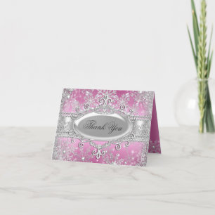Pink Princess Winter Wonderland Thank You Card