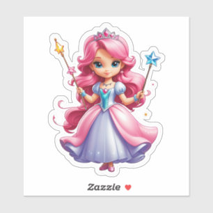 Pink Princess With Magical Wand And Tiara