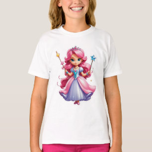 Pink Princess With Magical Wand And Tiara T-Shirt