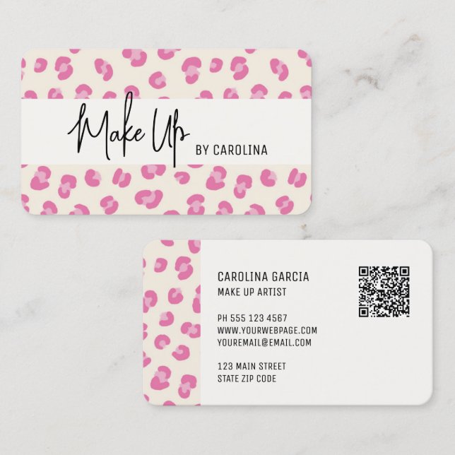 Pink Professional Make up Artist Business Card (Front/Back)