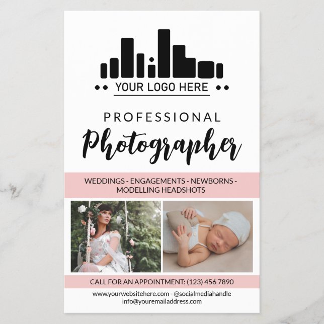 Pink Professional Photographer Your Logo Flyer (Front)