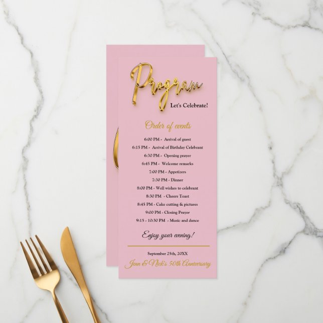 Pink Program - 3d Gold Tex Minimalist Design Menu (Front/Back In Situ)