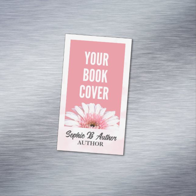 Pink Promotional Author Book Cover Placeholder Magnetic Business Card (In Situ)