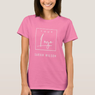 Pink Promotional Business Add Your Logo With Name T-Shirt