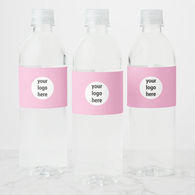 Pink Promotional Business Company Logo Customer Water Bottle Label (Bottles)