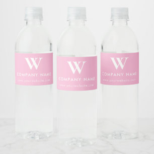 Pink Promotional Business Company Logo Monogram Water Bottle Label