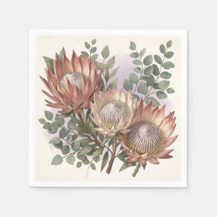Pink Protea Eucalyptus Botanical Arrangement  Napkin