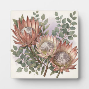 Pink Protea Eucalyptus Botanical Arrangement Plaque