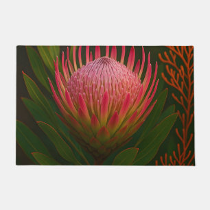 Pink Protea Flower Exotic Bloom Doormat
