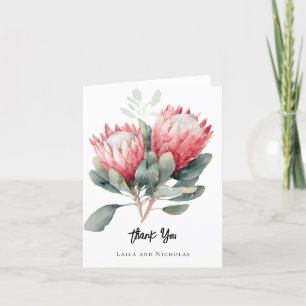 PInk Protea thank you wedding Card
