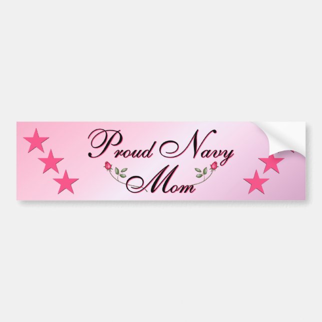 Pink & Proud Navy Mum Bumper Sticker (Front)