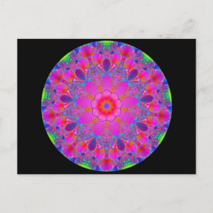 Pink Psychedelic Mandala Postcard