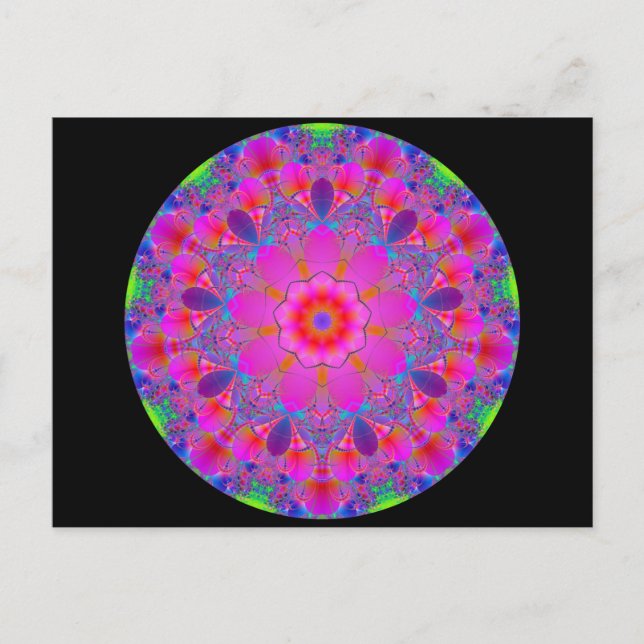 Pink Psychedelic Mandala Postcard (Front)