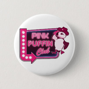 Pink Puffin Club 6 Cm Round Badge