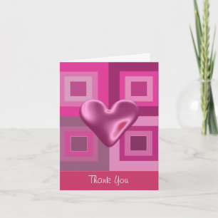 Pink Puffy Heart Thank You Card
