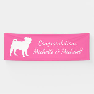 Pink Pug Dog Theme Party Celebration Banner