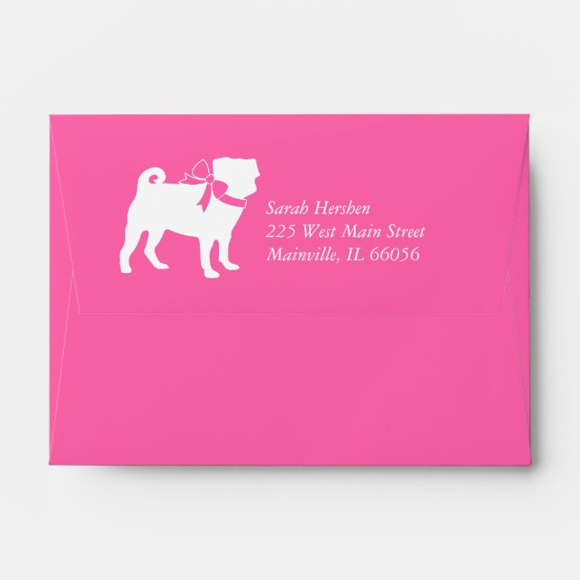 Pink Pug Dog Theme Party Celebration Envelope (Back (Top Flap))