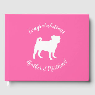 Pink Pug Dog Theme Party Celebration Guest Book