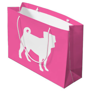 Pink Pug Dog Theme Party Celebration Large Gift Bag