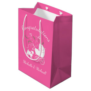 Pink Pug Dog Theme Party Celebration Medium Gift Bag