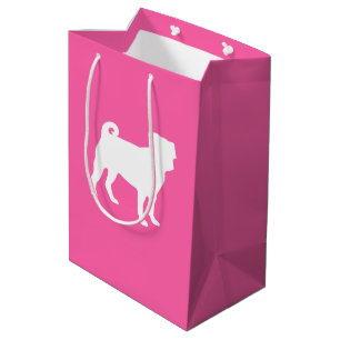 Pink Pug Dog Theme Party Celebration Medium Gift Bag