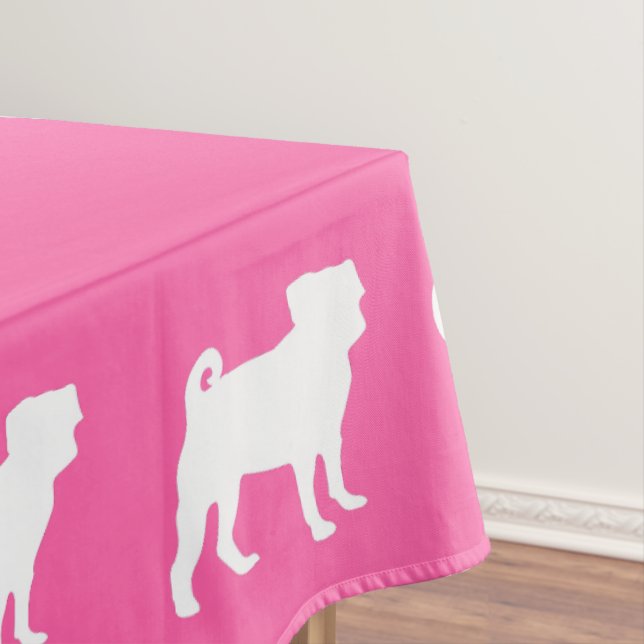 Pink Pug Dog Theme Party Celebration Tablecloth (In Situ)