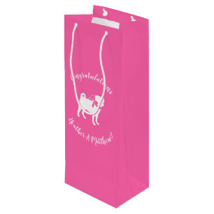 Pink Pug Dog Theme Party Celebration Wine Gift Bag