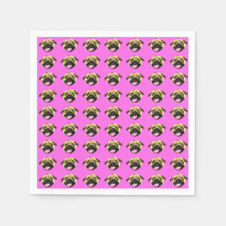 Pink Pug Pattern Paper Napkins