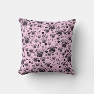 Pink Pug Print Cushion