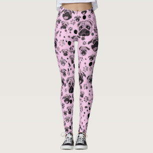 Pink Pug Print Leggings