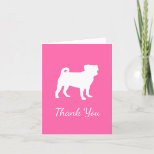 Pink Pug Silhouette Puppy Baby Shower Thank You Card