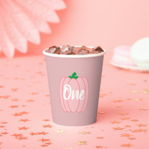 Pink Pumpkin 1st Birthday Paper Cups