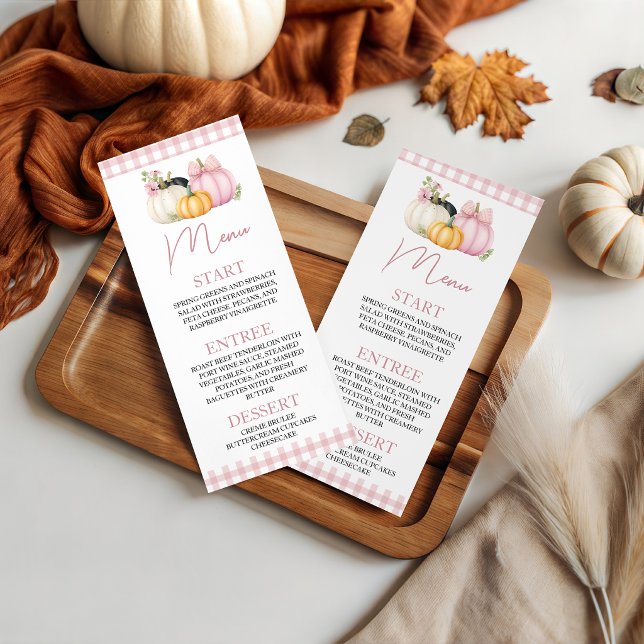 Pink Pumpkin 4x9 Printable Dinner Menu Card (Creator Uploaded)