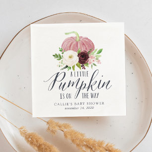 Pink Pumpkin Autumn Baby Shower Napkin