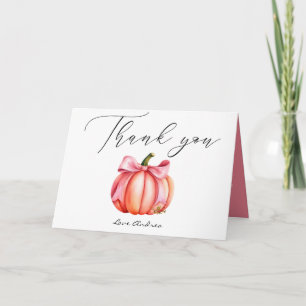 Pink Pumpkin   Autumn Baby Shower Thank You Card