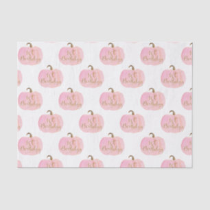 Pink Pumpkin Autumn Fall Gold 1st Birthday Party Tissue Paper