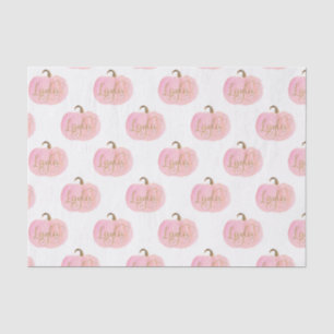 Pink Pumpkin Autumn Gold LAYLA Name Personalised Tissue Paper