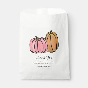 Pink Pumpkin Autumn Harvest Baby Girl Shower Favour Bags