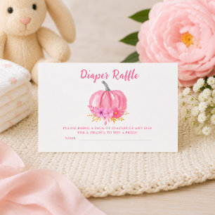 Pink Pumpkin Baby Girl Diaper Raffle Ticket Enclosure Card
