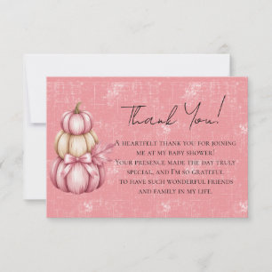 Pink Pumpkin Baby Girl Shower  Thank You Card