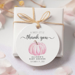 Pink Pumpkin Baby Girl Shower Thank You Favour Tags