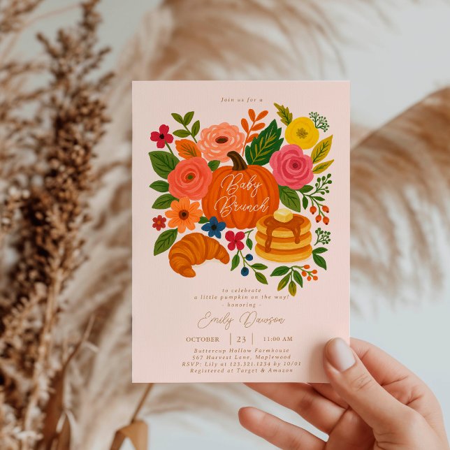 Pink Pumpkin Baby Shower Brunch Invitation (Creator Uploaded)