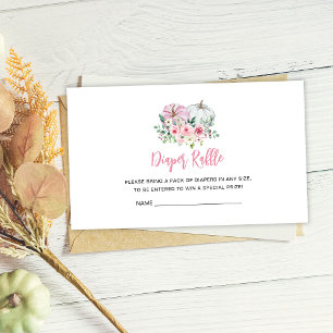 Pink Pumpkin Baby Shower Diaper Raffle Enclosure Card